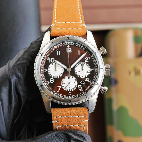 men watches quartz movement watch 46mm round bezel fashion business wristwatches montre de luxe watch for men, Slivery;brown
men watches quartz movement watch 46mm round bezel fashion business wristwatches montre de luxe watch for men, Slivery;brown