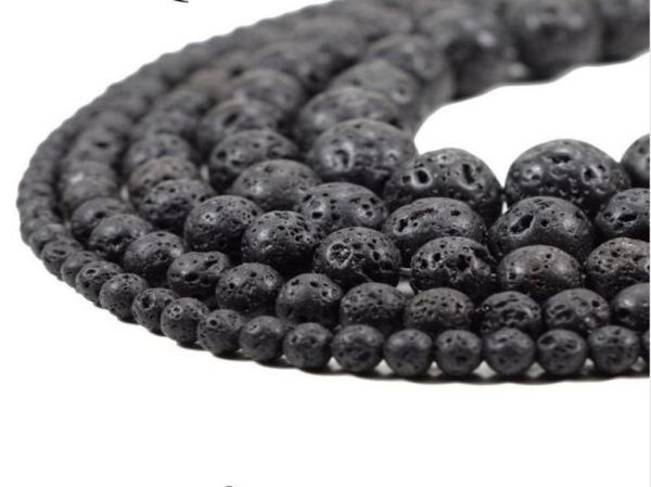 diy black volcanic lava beads lava stone beads round volcanicstone whole natural stone beads for jewelry making 410mm2259442