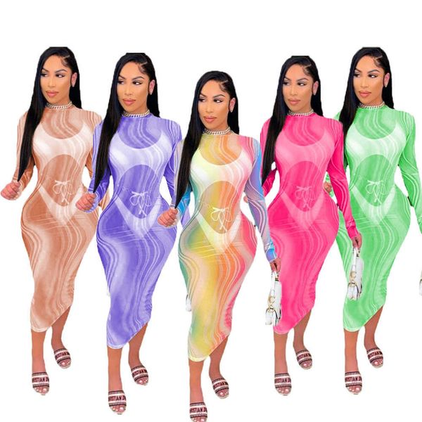 2023 women personalized rainbow print long sleeves sleeve tight wrapped hip skirt perspective mesh maxi dress, Black;gray
2023 women personalized rainbow print long sleeves sleeve tight wrapped hip skirt perspective mesh maxi dress, Black;gray