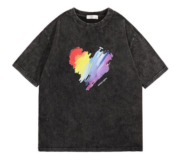 wq260 rainbow heart classical designer t shirt summer short sleeve streetwear women men tshirt tee mens clothes, White;black
wq260 rainbow heart classical designer t shirt summer short sleeve streetwear women men tshirt tee mens clothes, White;black