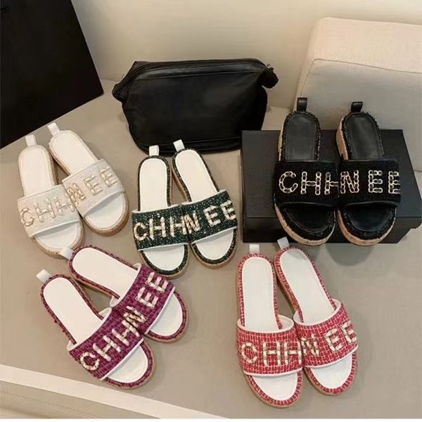 35-40 sizes women chunky sandals tweed leather straw woven slip on wedge flats fashion beach mule brand flip flops casual slides shoes platf, Black
35-40 sizes women chunky sandals tweed leather straw woven slip on wedge flats fashion beach mule brand flip flops casual slides shoes platf, Black