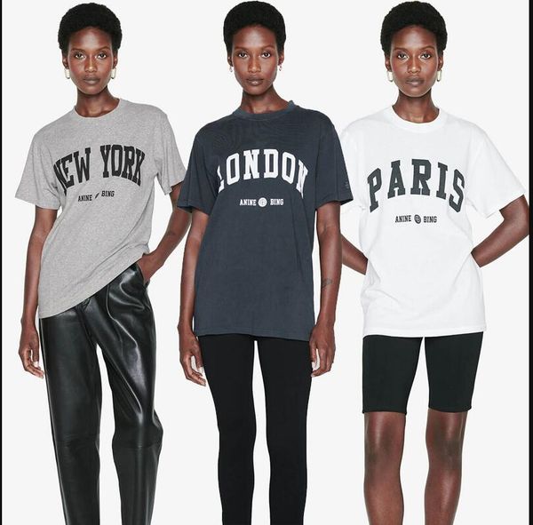 2023 new anine bing cotton round neck tee shirt letter drawing printed city name paris black short sleeve beauty women designer t-shirt tee, White
2023 new anine bing cotton round neck tee shirt letter drawing printed city name paris black short sleeve beauty women designer t-shirt tee, White