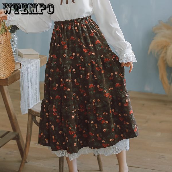skirts wtempo japanese girl midi skiing high waist navy blue brown flower skiing with lace ruffles women's vintage elegant coral skin 2, Black
skirts wtempo japanese girl midi skiing high waist navy blue brown flower skiing with lace ruffles women's vintage elegant coral skin 2, Black