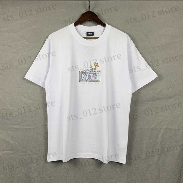 men's t-shirts street casual kith short sleeved tee trendy brand loose apricot rose printed for men and women t230412, White;black
men's t-shirts street casual kith short sleeved tee trendy brand loose apricot rose printed for men and women t230412, White;black
