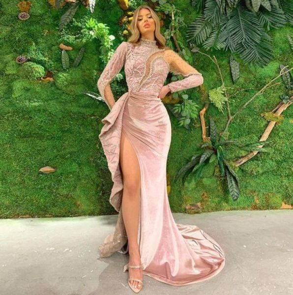 2021 velvet prom dress mermaid high neck long sleeves beads lace side split formal evening party wear custom size5202933, Black
2021 velvet prom dress mermaid high neck long sleeves beads lace side split formal evening party wear custom size5202933, Black