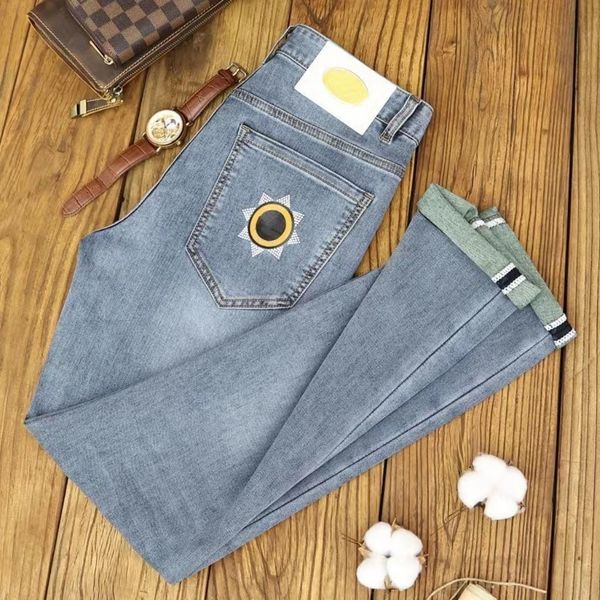 designer men's jeans fashion track pants luxury printed embroidery slim pants elastic youth trend casual straight trousers, Blue
designer men's jeans fashion track pants luxury printed embroidery slim pants elastic youth trend casual straight trousers, Blue