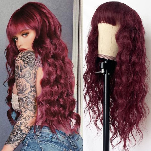trendy burgundy red loose deep wave human hair wigs with bangs machine made wine red hair none lace wigs for fashion women, Black;brown
trendy burgundy red loose deep wave human hair wigs with bangs machine made wine red hair none lace wigs for fashion women, Black;brown