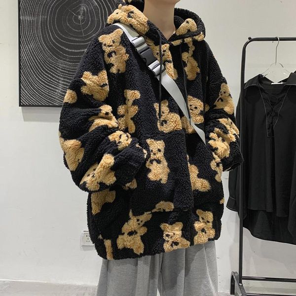 lamb wool sweater men's trendy ins harbor hooded loose fitting sweater cartoon printed hoodie men's winter coat, Black
lamb wool sweater men's trendy ins harbor hooded loose fitting sweater cartoon printed hoodie men's winter coat, Black