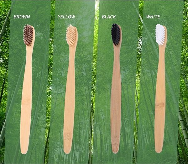 

100pcs Colorful Head Environment Wooden Rainbow Bamboo Toothbrush Oral Care Soft Bristle