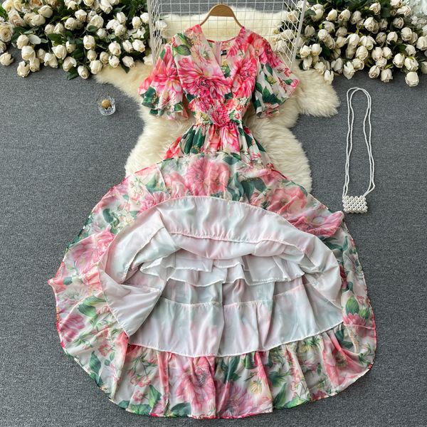palace style noble and elegant temperament dress new fairy chiffon printed waist shrinking holiday dress, Black;gray
palace style noble and elegant temperament dress new fairy chiffon printed waist shrinking holiday dress, Black;gray