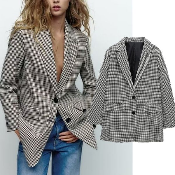 women s suits blazers maxdutti 2023 spring summer british women plaid suit fashion vintage 230411, White;black
women s suits blazers maxdutti 2023 spring summer british women plaid suit fashion vintage 230411, White;black