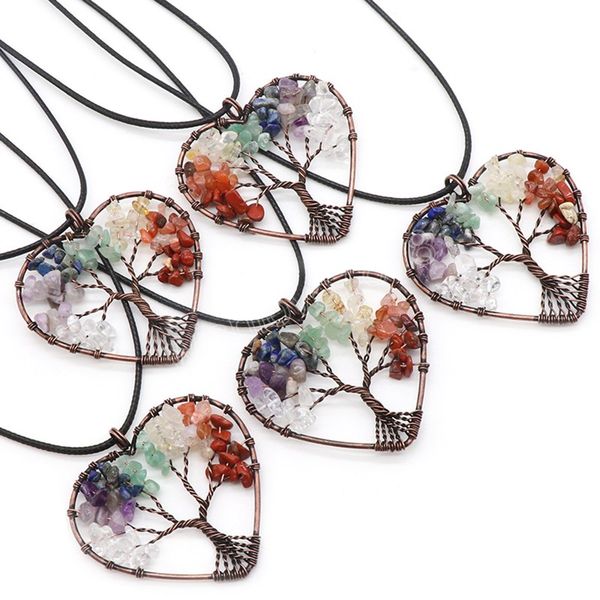 natural stone gravel tree of life pendant necklace colorful heart charms long rope necklaces for women jewelry crafts, Silver
natural stone gravel tree of life pendant necklace colorful heart charms long rope necklaces for women jewelry crafts, Silver