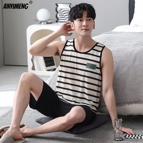 men's sleepwear l5xl summer mens vest pajamas boys sleeveless cool modal nightwear pyjama korean minimalist casual homsuits man strip 2, Black;brown
men's sleepwear l5xl summer mens vest pajamas boys sleeveless cool modal nightwear pyjama korean minimalist casual homsuits man strip 2, Black;brown