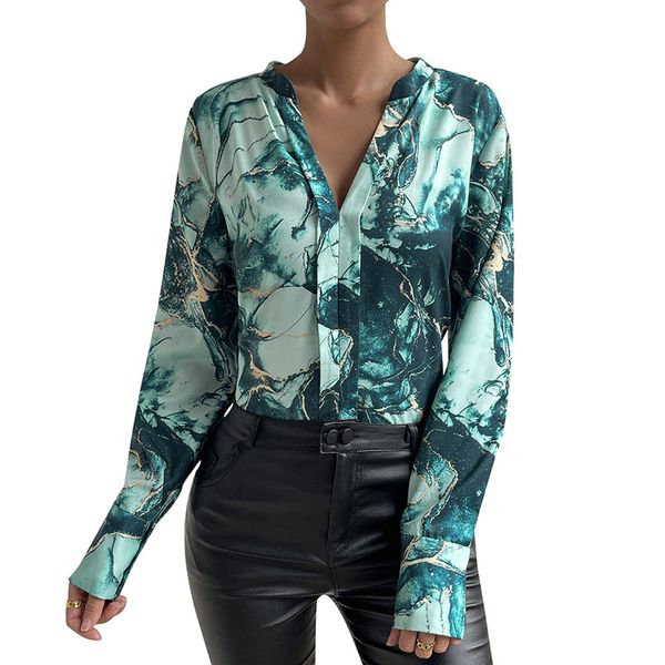 commute stand collar pullover fashion women's blouse loose paneled ruched front button closure cuff long sleeves floral pattern v-neck, White
commute stand collar pullover fashion women's blouse loose paneled ruched front button closure cuff long sleeves floral pattern v-neck, White