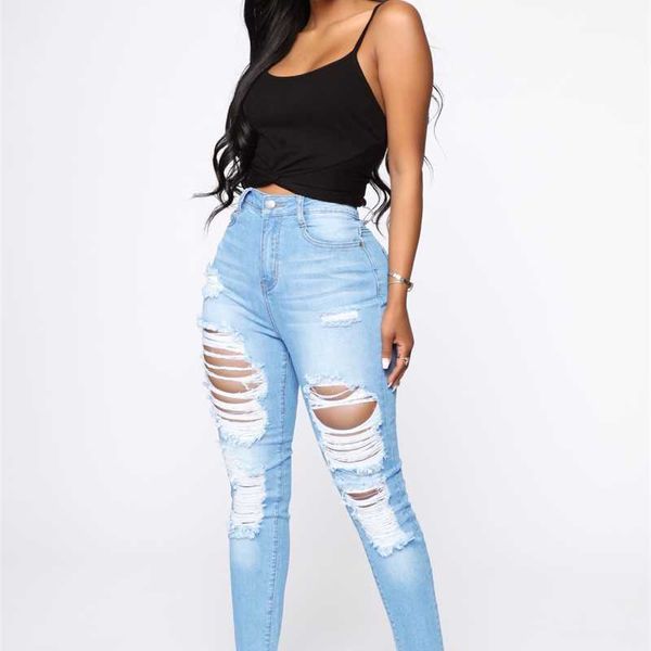 new perforated jeans for women plus size clothing designer popular broken hole elastic denim pants female leggings, Blue
new perforated jeans for women plus size clothing designer popular broken hole elastic denim pants female leggings, Blue