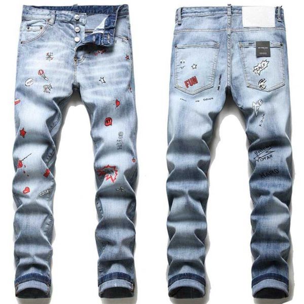 men's jeans men slim fit ripped badge hole destroyed skinny straight leg washed frayed motocycle denim pants hip hop stretch biker dist, Blue
men's jeans men slim fit ripped badge hole destroyed skinny straight leg washed frayed motocycle denim pants hip hop stretch biker dist, Blue