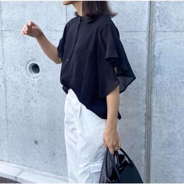 Summer Ruffled Short Sleeve Collared Designer Button Up Korean Shirt Japan Office Lady Women's Top Kawaii Clothes Fashion Tops, Black
Summer Ruffled Short Sleeve Collared Designer Button Up Korean Shirt Japan Office Lady Women's Top Kawaii Clothes Fashion Tops, Black