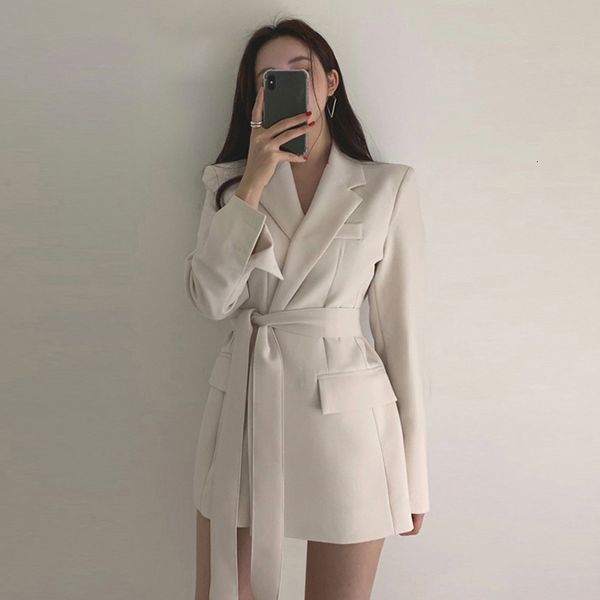 women s suits blazers 2023 women long outwear jacket sashes fall ol korean fashion solid british style elegant black beige blazer coat 23041, White;black
women s suits blazers 2023 women long outwear jacket sashes fall ol korean fashion solid british style elegant black beige blazer coat 23041, White;black