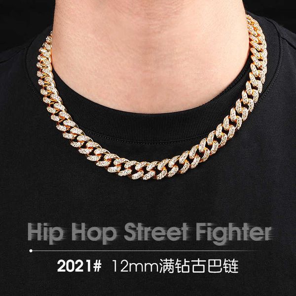 hip hop trendsetter cuba chain inlaid with diamond bracelet 12mm full diamond men's and women's hiphop gold plated necklace, Black
hip hop trendsetter cuba chain inlaid with diamond bracelet 12mm full diamond men's and women's hiphop gold plated necklace, Black