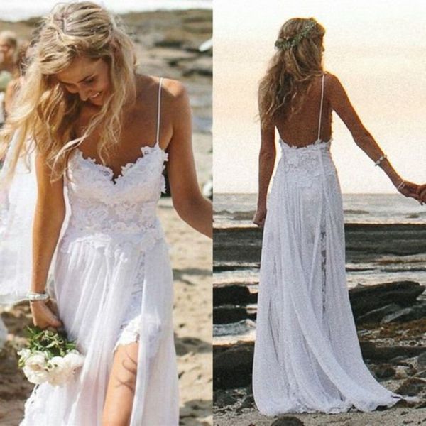 summer beach long wedding dress spaghetti straps sleeveless lace and chiffon bridal gowns side split bohemian bride wear 2023 robe de mariag, White
summer beach long wedding dress spaghetti straps sleeveless lace and chiffon bridal gowns side split bohemian bride wear 2023 robe de mariag, White