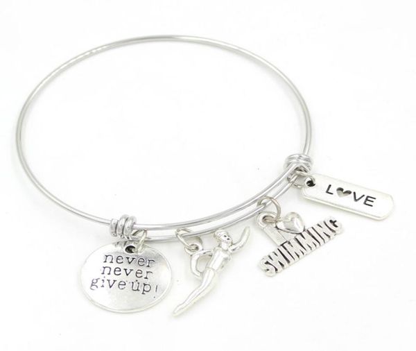 new arrival whole stainless steel wire bangle zinc alloy i love swimming charms braceletbangle for swimmers girl gift jewelry5798472, Golden;silver
new arrival whole stainless steel wire bangle zinc alloy i love swimming charms braceletbangle for swimmers girl gift jewelry5798472, Golden;silver