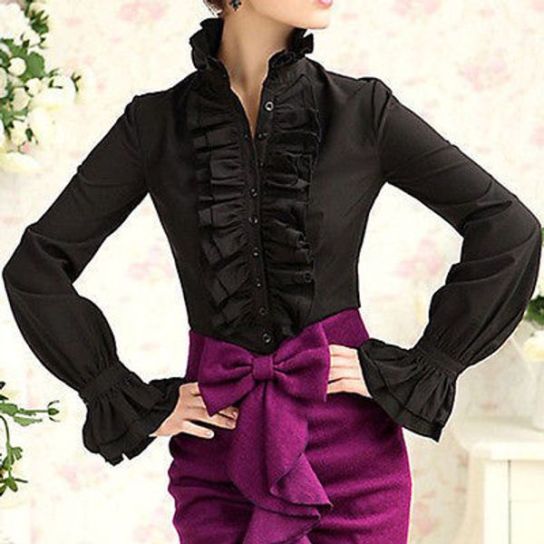 women s blouses shirts victorian flounce blouse women ol office ladies business white shirt high neck frilly ruffle cuffs female 230411
women s blouses shirts victorian flounce blouse women ol office ladies business white shirt high neck frilly ruffle cuffs female 230411
