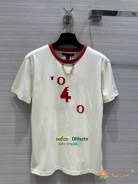 23ss women's designer t-shirt shirt summer designer sailing collection limited logo t-shirt round neck loose fit metal chain decoration, White
23ss women's designer t-shirt shirt summer designer sailing collection limited logo t-shirt round neck loose fit metal chain decoration, White