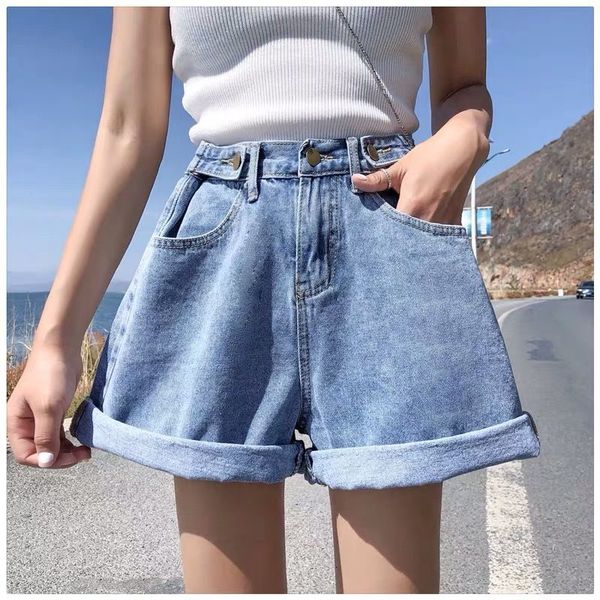 women's shorts folding hem adjustable rolling denim shorts high waist straight five pants wide leg women's jeans casual korean a, White;black
women's shorts folding hem adjustable rolling denim shorts high waist straight five pants wide leg women's jeans casual korean a, White;black