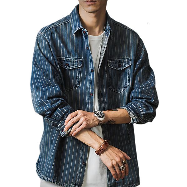 men's casual shirts men's vertical striped thick denim shirt spring/summer clothing washing vintage men's casual denim shirt, White;black
men's casual shirts men's vertical striped thick denim shirt spring/summer clothing washing vintage men's casual denim shirt, White;black