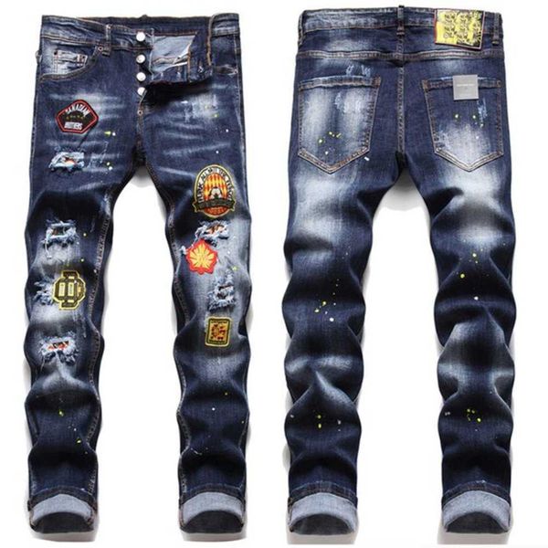 men's jeans men slim fit big size paint hole style destroyed skinny straight leg washed luxury casual regular denim pants trousers 2el8, Blue
men's jeans men slim fit big size paint hole style destroyed skinny straight leg washed luxury casual regular denim pants trousers 2el8, Blue