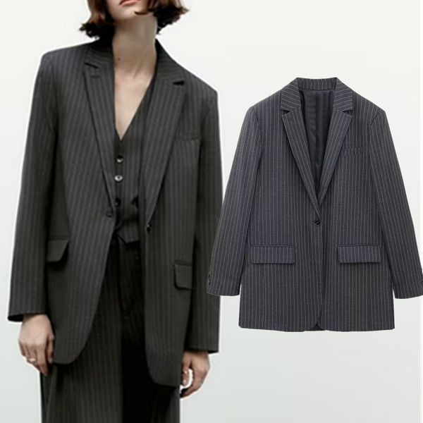 women s suits blazers maxdutti england fashion vintage women striped boyfriend loose casual jacket 230411, White;black
women s suits blazers maxdutti england fashion vintage women striped boyfriend loose casual jacket 230411, White;black
