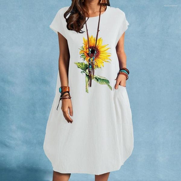 solid color short sleeve dress women's sunflower print loose knee length dress women's cute pocket shirt dress, Black;gray
solid color short sleeve dress women's sunflower print loose knee length dress women's cute pocket shirt dress, Black;gray