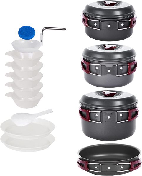 camping cookware mess kit 17/25 pcs open fire cookware backpacking cooking mess kit cooking equipment lightweight pots and pans set for camp
camping cookware mess kit 17/25 pcs open fire cookware backpacking cooking mess kit cooking equipment lightweight pots and pans set for camp