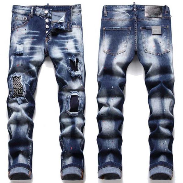 men's jeans men slim fit big size paint hole style destroyed skinny straight leg washed luxury casual regular denim pants trousers vv07, Blue
men's jeans men slim fit big size paint hole style destroyed skinny straight leg washed luxury casual regular denim pants trousers vv07, Blue