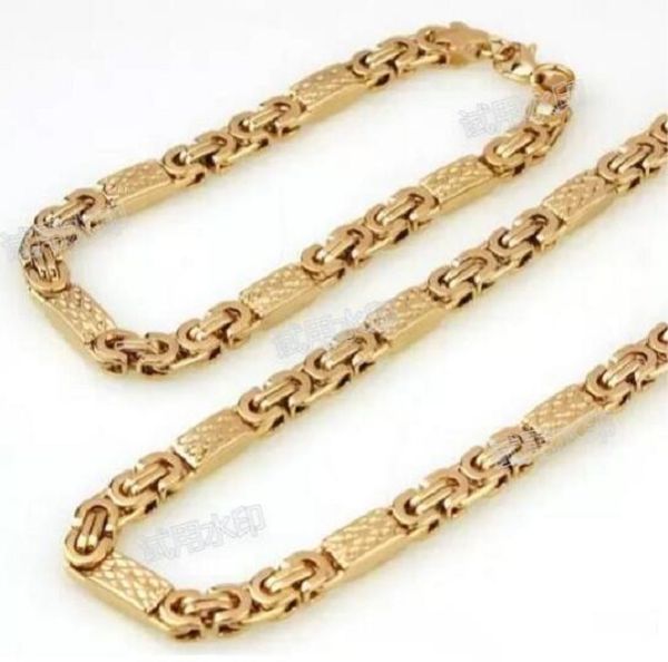 18k gold plated chains stainless steel titanium steel plated gold square square chain necklace bracelet set, Silver 
18k gold plated chains stainless steel titanium steel plated gold square square chain necklace bracelet set, Silver