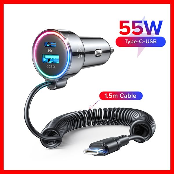 usb c car charger, 55w 3-fast port super fast car charger pd& qc3.0 with 1.5m 30w super fast type c coiled cable for samsung car-charge car-
usb c car charger, 55w 3-fast port super fast car charger pd& qc3.0 with 1.5m 30w super fast type c coiled cable for samsung car-charge car-