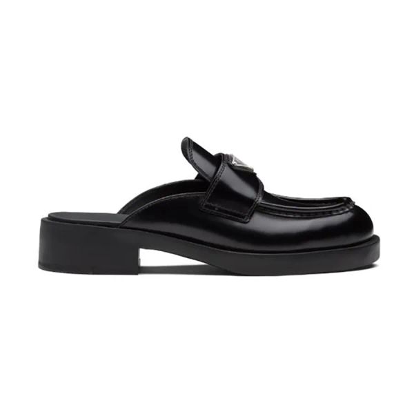 designer loafers women dress shoes luxury metal triangle logo chocolate brushed leather mules eu35-40 with box wedding party dresses, Black
designer loafers women dress shoes luxury metal triangle logo chocolate brushed leather mules eu35-40 with box wedding party dresses, Black