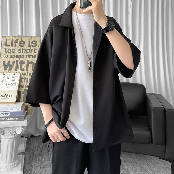 men's casual shirts solid color oversized men's shirt harajuku men's casual half sleeved shirt cool summer street clothing me, White;black
men's casual shirts solid color oversized men's shirt harajuku men's casual half sleeved shirt cool summer street clothing me, White;black