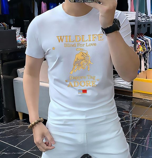 rb219 comfortable designer t shirt summer white short sleeve golden letter embroidery men tshirt tee mens clothes, White;black
rb219 comfortable designer t shirt summer white short sleeve golden letter embroidery men tshirt tee mens clothes, White;black