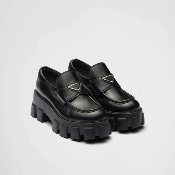 designer loafers women dress shoes luxury metal triangle logo brushed leather monolith loafer platform heel eu35-40 with box, Black
designer loafers women dress shoes luxury metal triangle logo brushed leather monolith loafer platform heel eu35-40 with box, Black