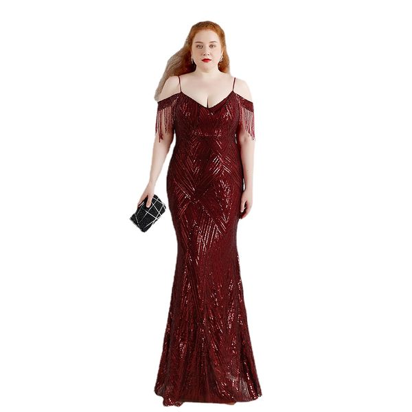 plus size burgundy sequin dress beading white formal evening dress women party strap maxi dress long prom dress, Black;red
plus size burgundy sequin dress beading white formal evening dress women party strap maxi dress long prom dress, Black;red