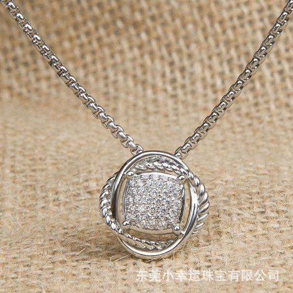 

Classic DY Necklace jewelry designer top fashion accessories Square 11MM Small Pendant Necklaces Stainless Steel Chain Popular Classic Twisted Thread Pendant DY