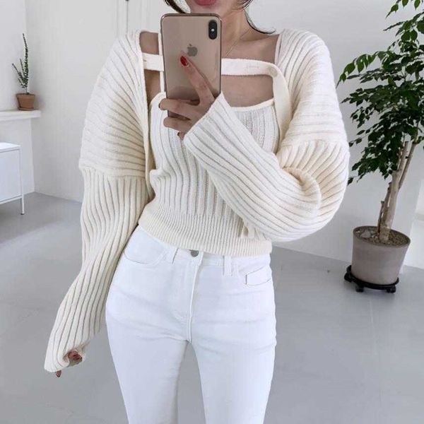 autumn thread sleeveless vest womens sweaters detachable button shawl, White;black