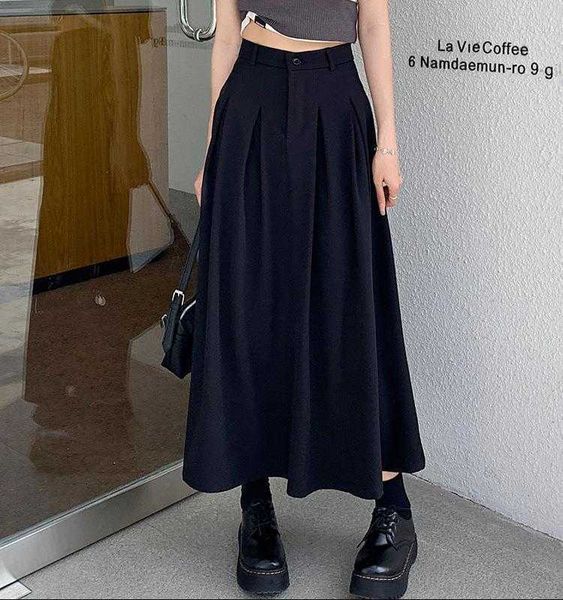 high waist suit a line skirt womens spring back elastic pure color all matching, Black
high waist suit a line skirt womens spring back elastic pure color all matching, Black