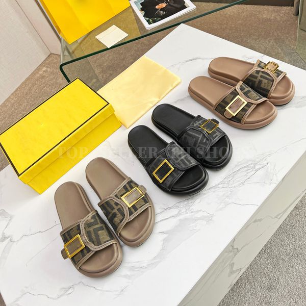 designer slippers brown fabric slides women ff feel slipper baguette buckle slide summer luxury sandal, Black
designer slippers brown fabric slides women ff feel slipper baguette buckle slide summer luxury sandal, Black