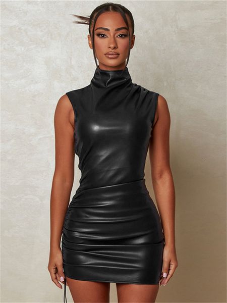 casual dresses kliou solid faux pu leather mini dress women hipster drawstring sleeveless turtleneck bodyshaping robe female high streetwear, Black;gray
casual dresses kliou solid faux pu leather mini dress women hipster drawstring sleeveless turtleneck bodyshaping robe female high streetwear, Black;gray