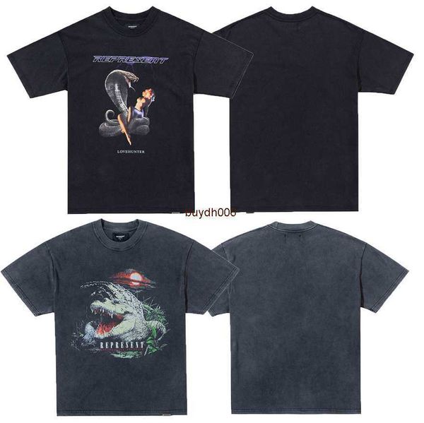men's and women's summer fashion t shirt high street brand rep representative viper crocodile print wash short sleeve loose casual, White;black
men's and women's summer fashion t shirt high street brand rep representative viper crocodile print wash short sleeve loose casual, White;black