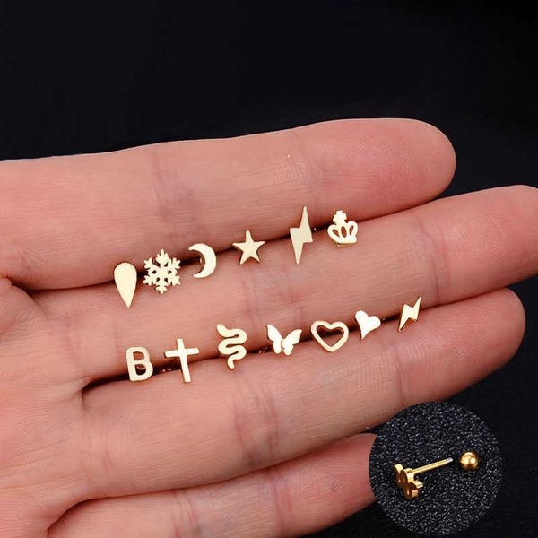stud 1pcs stainless steel mini stud earrings heart star moon cross butterfly snake helix cartilage tragus lobe ear piercing jewelry p230411, Golden;silver
stud 1pcs stainless steel mini stud earrings heart star moon cross butterfly snake helix cartilage tragus lobe ear piercing jewelry p230411, Golden;silver