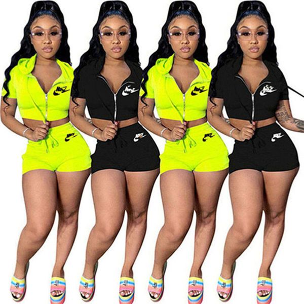 2023 brand women letter tracksuits summer hooded 2 piece sets short sleeve jacket shorts fashion sports suit solid color outfits zipper jogg, Gray
2023 brand women letter tracksuits summer hooded 2 piece sets short sleeve jacket shorts fashion sports suit solid color outfits zipper jogg, Gray