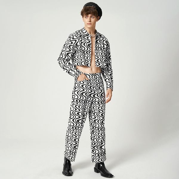 men's tracksuits 2023 sets printing streetwear lapel long sleeve button crop shirt pants two pieces fashion casual suits incerun 230413, Gray
men's tracksuits 2023 sets printing streetwear lapel long sleeve button crop shirt pants two pieces fashion casual suits incerun 230413, Gray